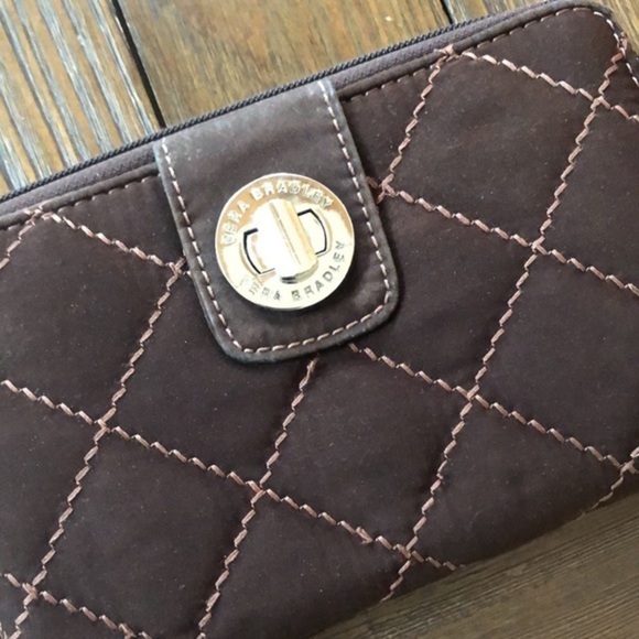 Vera Bradley brown quilted zippered wallet clutch - Picture 2 of 7